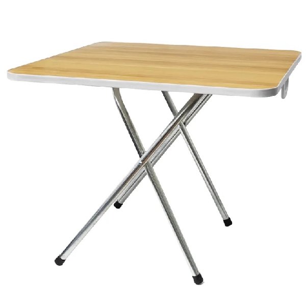 שולחן מתקפל לפיקניק עם משטח דמוי עץ ורגלי מתכת